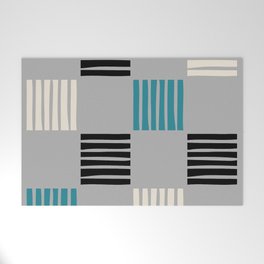Mid Century Modern Check and Stripes Pattern 235 Welcome Mat