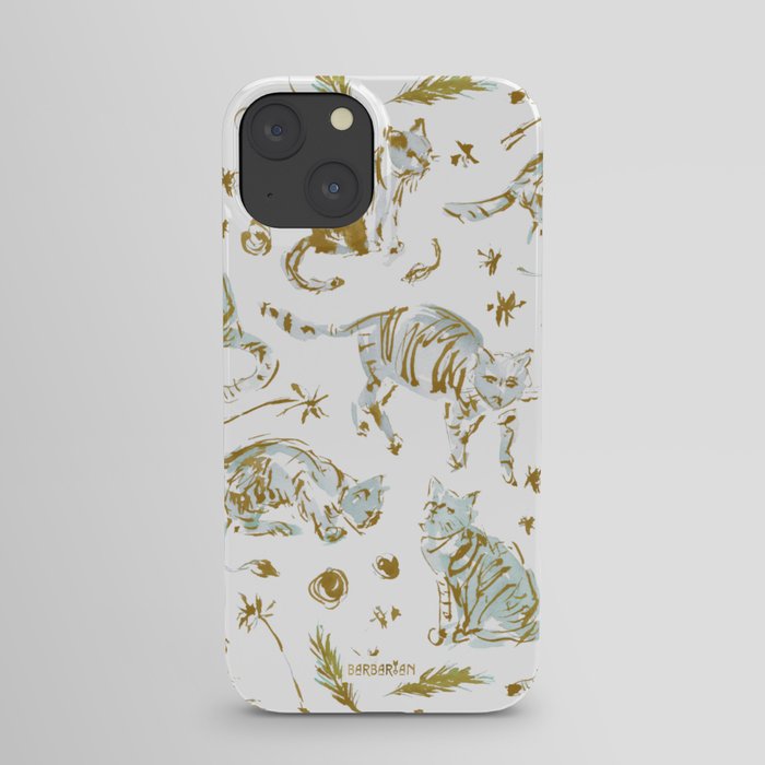 BORED AF CATS Gold Kitty Print iPhone Case