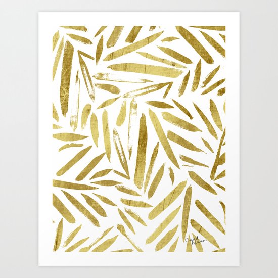 Glam Gold Leaves Art Print