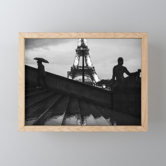 Eiffel Tower And Rainy Paris Black And White Photography Framed