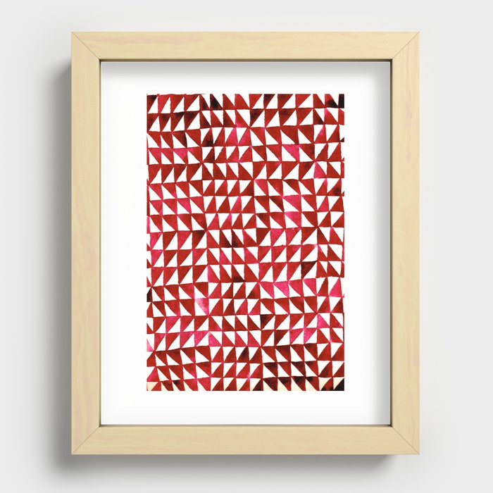 Triangle Grid red Recessed Framed Print