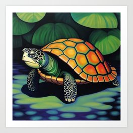 Pensive Sea Turtle Art Print
