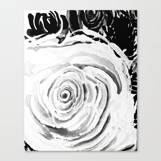 Roses For A Romantic Heart, Black and White Canvas Print