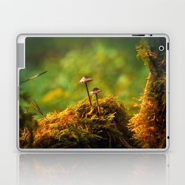 Romantic view with fungus close-up with moss vegetation Laptop Skin