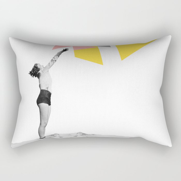 "Aiming Higher" Woman Collage Art based on Vintage Photos Rectangular Pillow