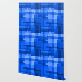 Colorful Blue Rectangles pattern Home Design Wallpaper