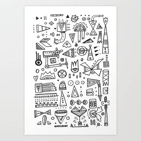 Triangle doodles Art Print