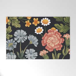 Wild Flowers ~ vol4. ~ dark vintage inspired botanical  Welcome Mat