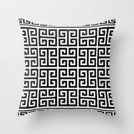 Greek Key (White & Black Pattern) Throw Pillow