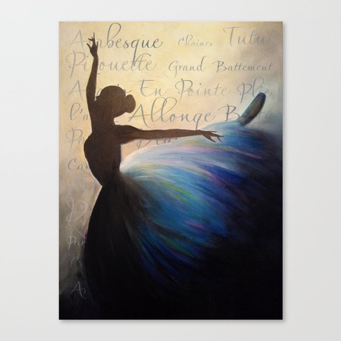 Blue Ballerina Silhouette Canvas Print