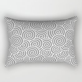 Chinese Spirals Pattern | Abstract Waves | Swirl Patterns | Circles and Swirls | Grey and White | Rectangular Pillow