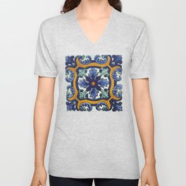 Baroque style mexican elegant talavera tile V Neck T Shirt
