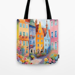 European Cityscape #2 colorful naive art and home decor Tote Bag