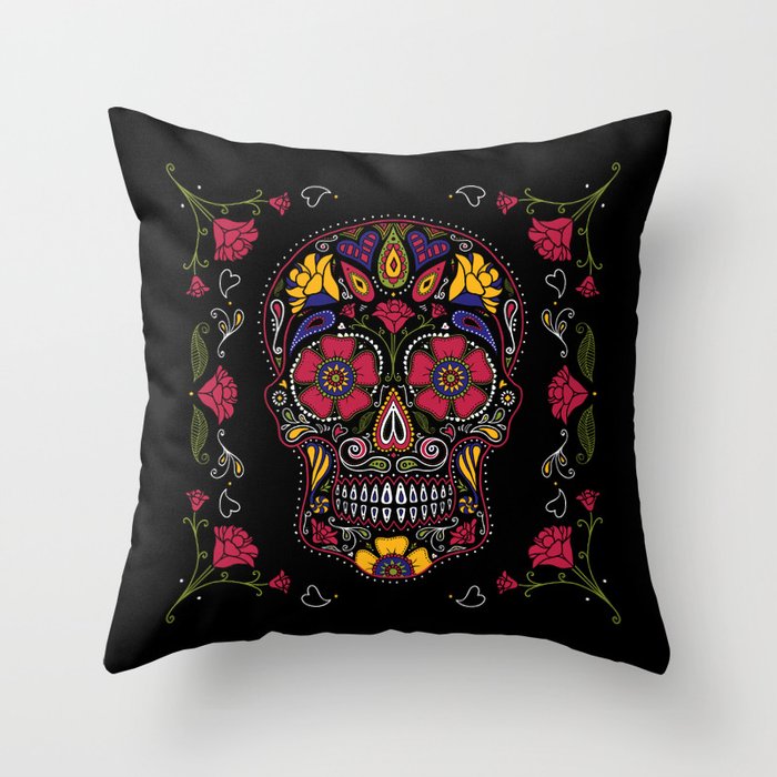 Day of the Dead Sugar Skull Throw Pillow