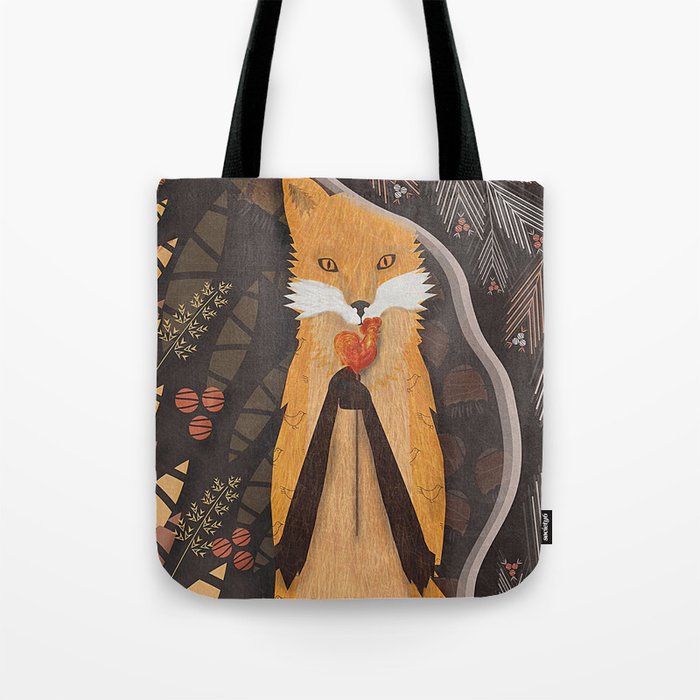 Fox and candy bird Tote Bag