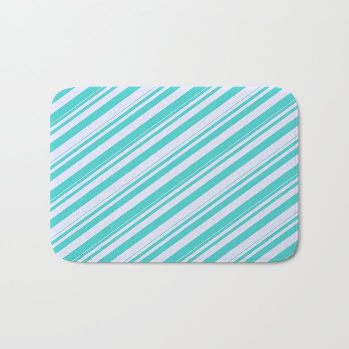 Turquoise & Lavender Colored Lined/Striped Pattern Bath Mat
