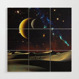 Desert Night - Space Collage, Retro Futurism, Sci-Fi Wood Wall Art