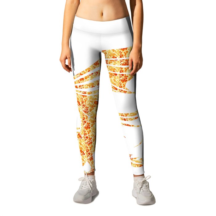 Dragon Silhouette Filled with Fiery Flames with Fiery Flames Leggings
