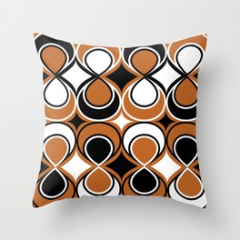 Mid Century Modern Infinity Hoop Pattern // Pueblo Tribal Art // Terra Cotta, Potter's Clay, Black and White Throw Pillow