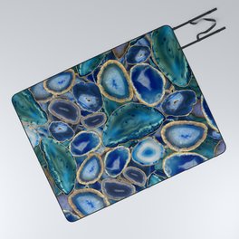 Blue Geodes crystal pattern Picnic Blanket