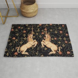 Medieval Unicorn Floral Tapestry Area & Throw Rug