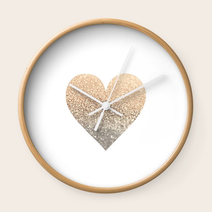 GOLD HEART Wall Clock by Monika Strigel Society6