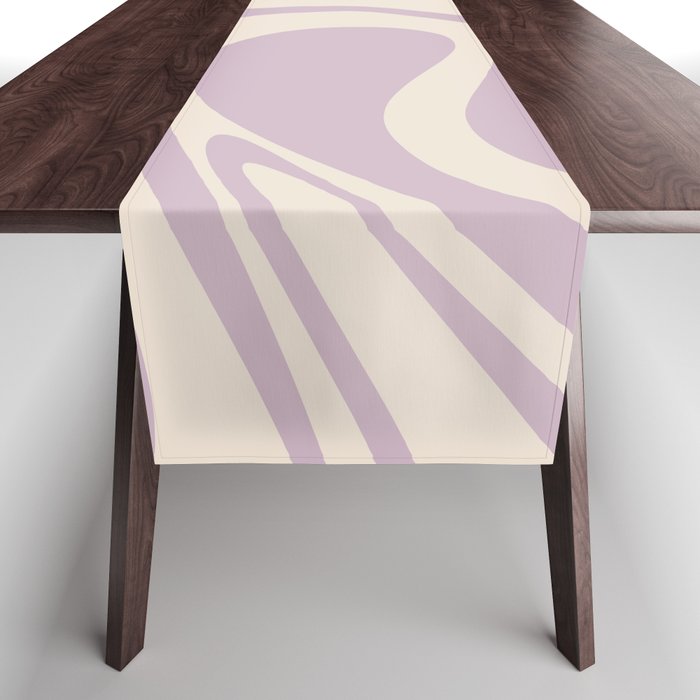 Mod Thang Retro Modern Abstract Pattern in Light Lilac Purple and Cream Table Runner
