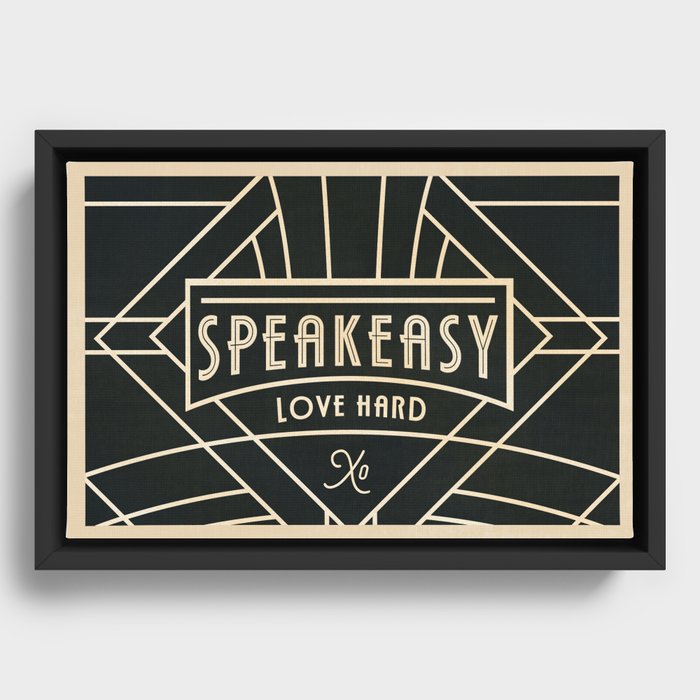 Art Deco Speakeasy Bar Sign Framed Canvas