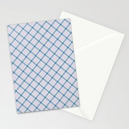 Classic Navy Blue And Pink Diagonal Check Plaid Pattern,Checkered,tartan,gingham,Checked,Buffalo Plaid,Buffalo Check, Stationery Card