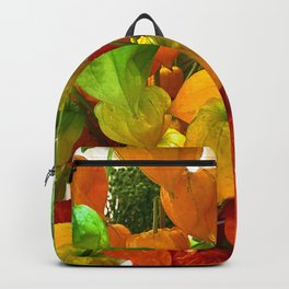 Chinese Lantern Flower Backpack | Bladdercherry, Orangeflowers, Color, Yellow, Flowers, Nature, Green, Digital, Wintercherry, Lanterndecor 