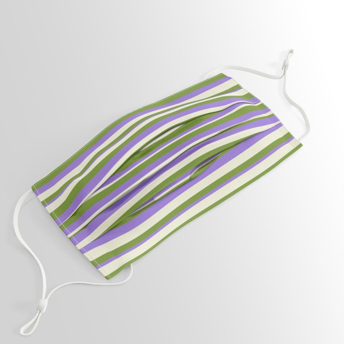 Green, Purple, and Beige Colored Lines Pattern Face Mask