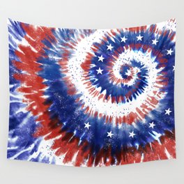4th of July Tie-Dye Flag Wall Tapestry