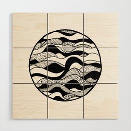 Abstract black and white sand waves Wood Wall Art