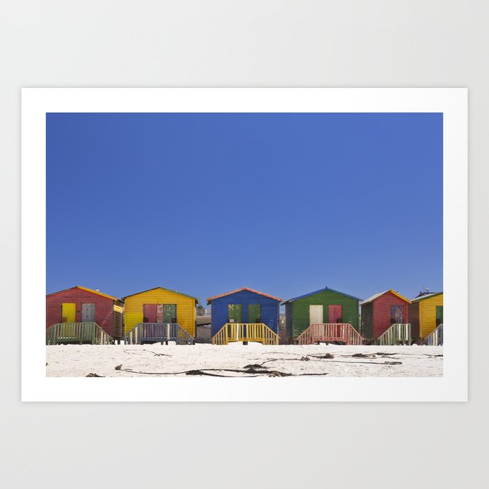Colourful Beach Huts On The In Muizenberg South Africa Art Colourful Beach Huts On The In Muizenberg South Africa Art Print