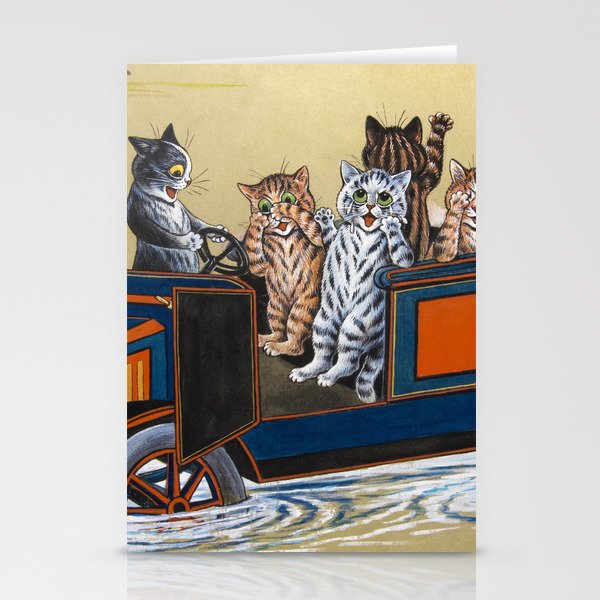 In Deep Water by Louis Wain Stationery Cards