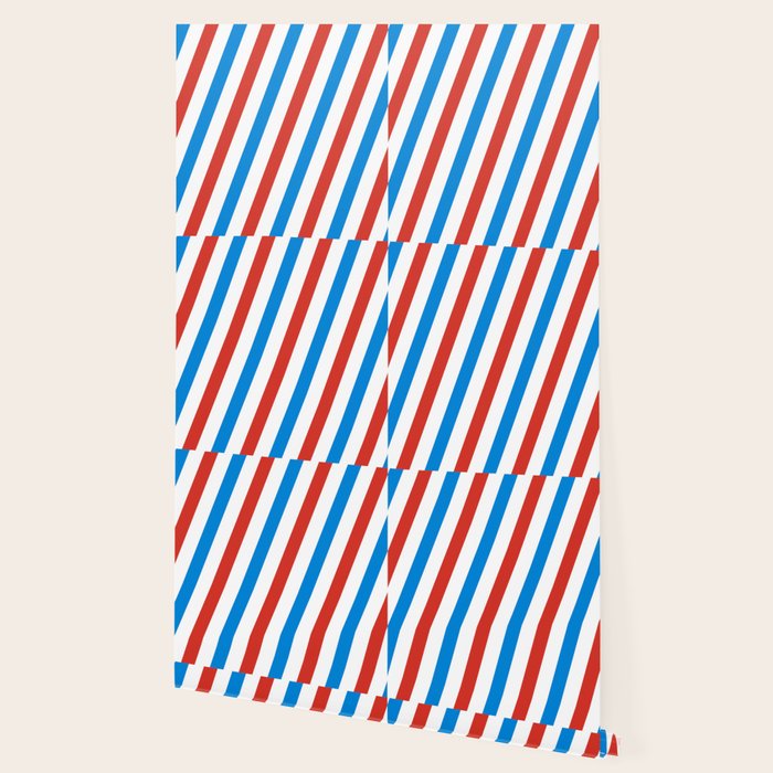 Barber Shop Stripes Red White Blue Wallpaper