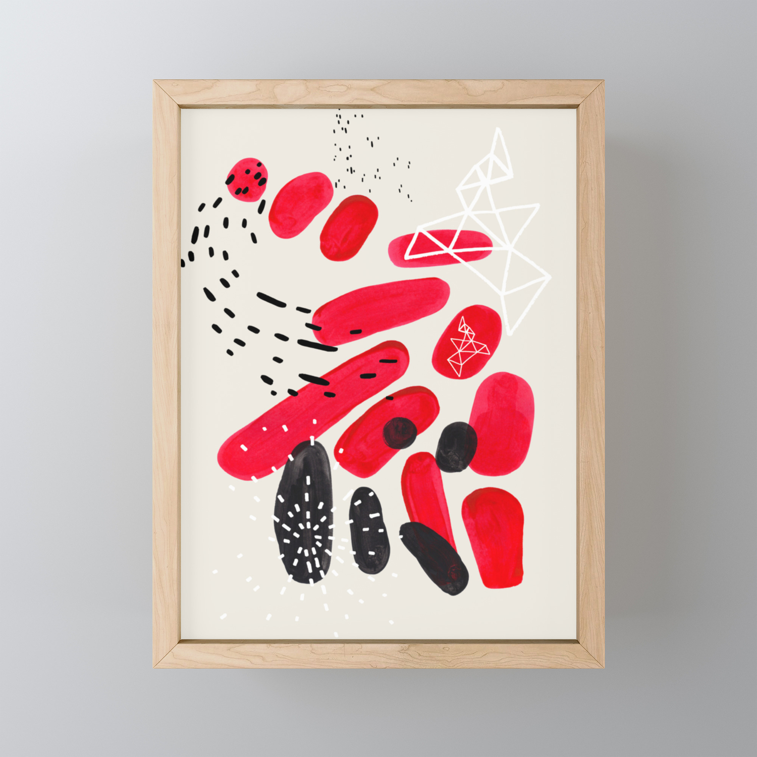 Fun Mid Century Modern Abstract Minimalist Vintage Black Red