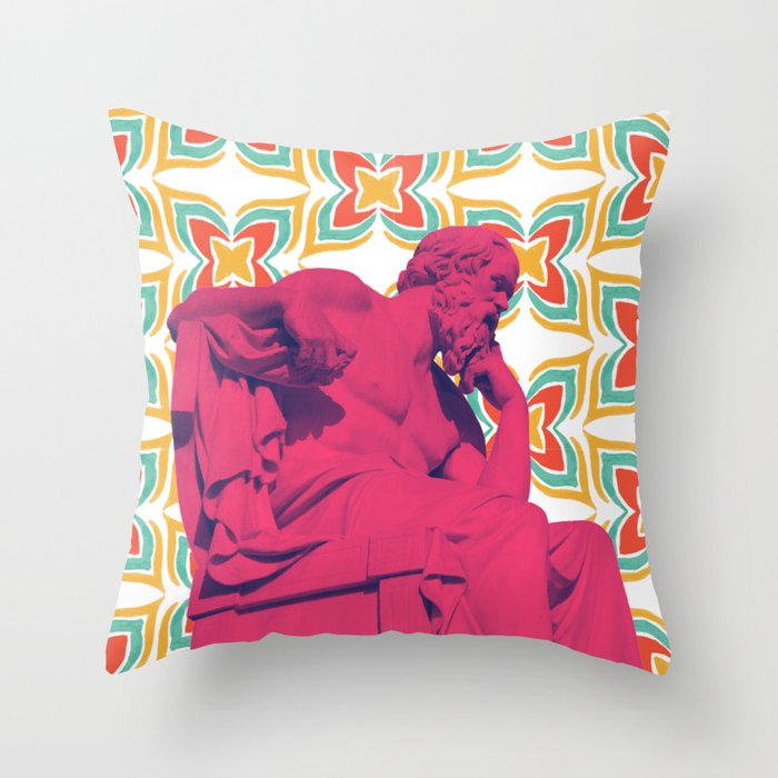 Disco Socrates (Pink) Throw Pillow