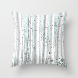 Pale Birch and Blue Throw Pillow