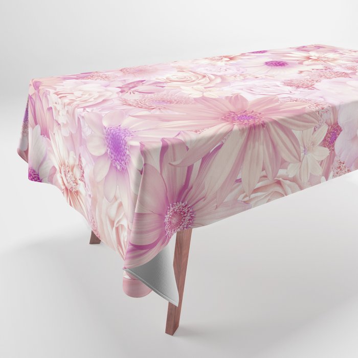 rouge pink floral bouquet aesthetic assemblage Tablecloth