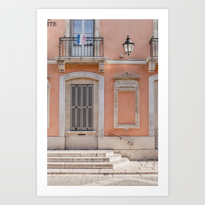 White door pastel building in the South of France | Fine Art Travel Photography Art Print
