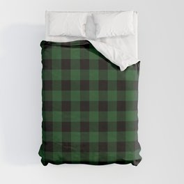 Jumbo Forest Green and Black Rustic Cowboy Cabin Buffalo Check Duvet Cover