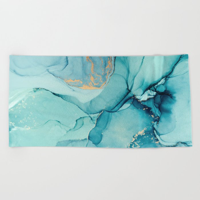 Abstract Turquoise Art Print By LandSartprints Beach Towel