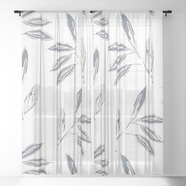 Abstract leaves neutral Sheer Curtain