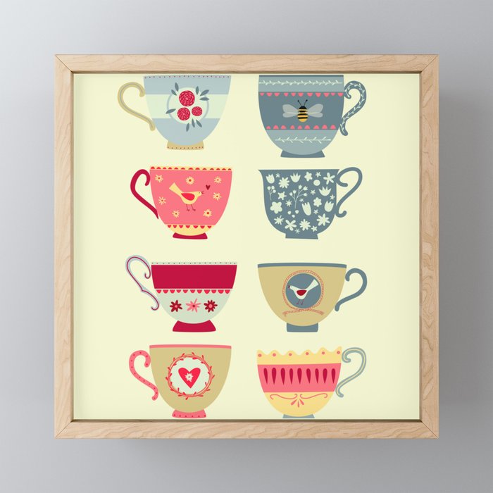 Tea Cups Framed Mini Art Print