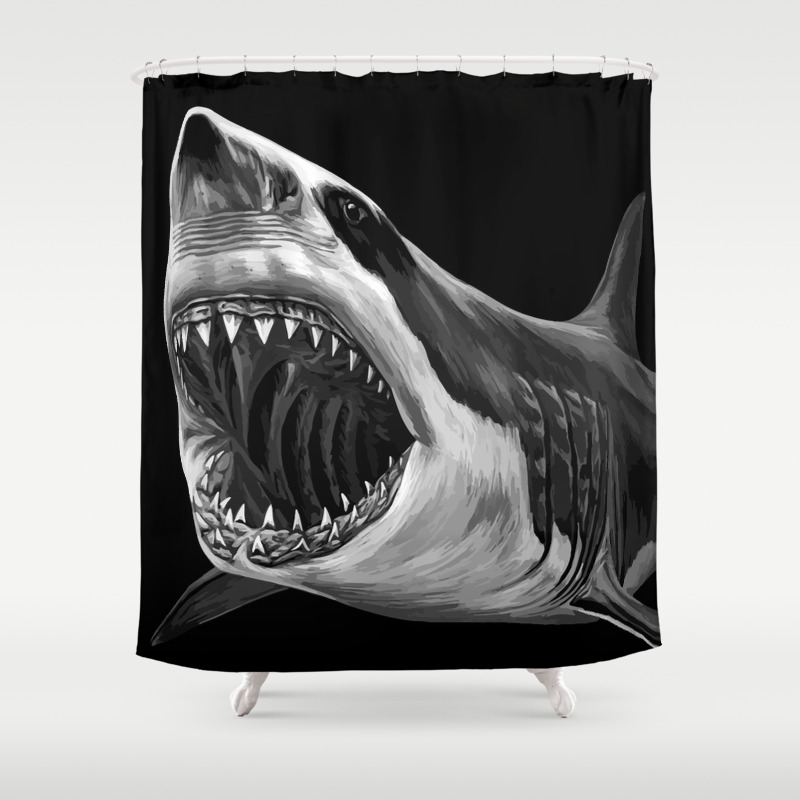 Great White Shark Shower Curtain By, Great White Shark Shower Curtain