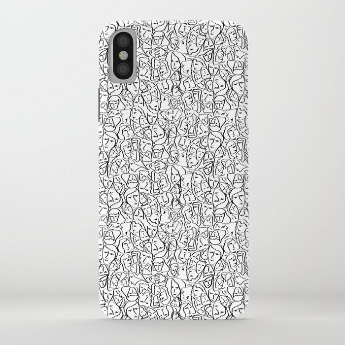 Mini Elio Shirt Faces in Black Outlines on White CMBYN iPhone Case