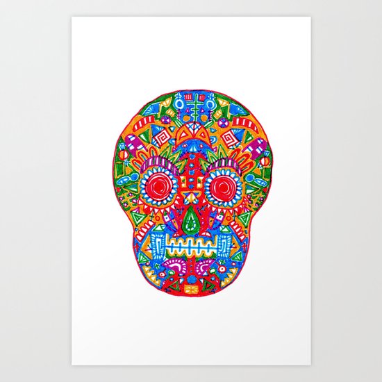 A really colourful skull Art Print