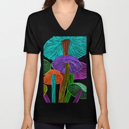 Magic Mushroom Midnight Garden V Neck T Shirt