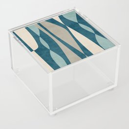 Teal Beige Sky Blue Abstract Modern Artwork Acrylic Box